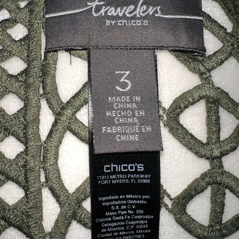 CHICOS Travelers Antiqued Gold Foldable “Lace” Jacket Coat! So UNIQUE! Chico’s 3 - Picture 10 of 13